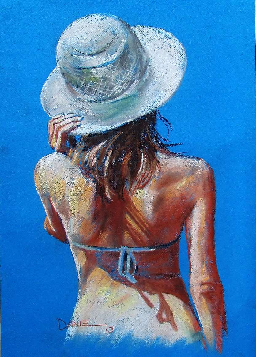 Bikini, pastel drawing by Danie Cronje, unframed